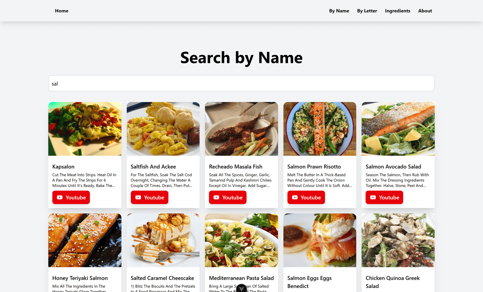 Vue Meals Searching Homepage