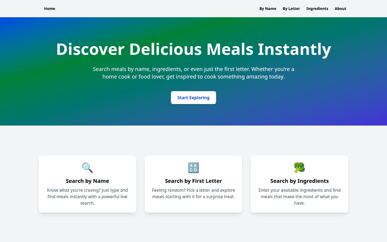 Vue Meals Searching Homepage